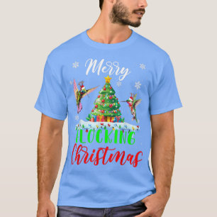 Merry Flocking Christmas Funny Reindeer Santa Humm T-Shirt