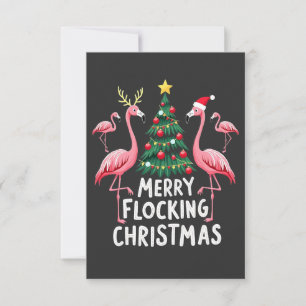 Merry Flocking Christmas Xmas Flamingo Tree Thank You Card