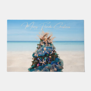 Merry Florida Christmas Tropical Beach HolidayTree Doormat