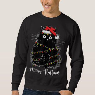 Merry Fluffmas Cats With Santa Hat Xmas Lights Chr Sweatshirt