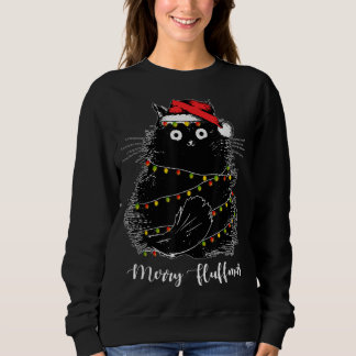 Merry Fluffmas Cats With Santa Hat Xmas Lights Chr Sweatshirt