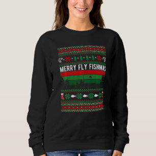 Merry Fly Fishing Fishmas Ugly Christmas Style Xma Sweatshirt