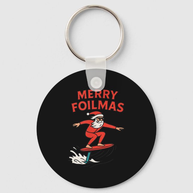 Merry Foilmas Santa Claus Hydrofoiling Christmas D Key Ring (Front)
