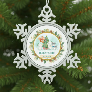 Merry Forest Custom Snowflake Pewter Christmas Ornament