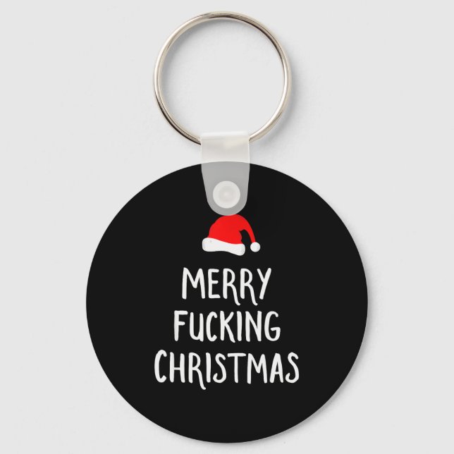 Merry Foring Christmas Inappropriate Santa Pajama  Key Ring (Front)