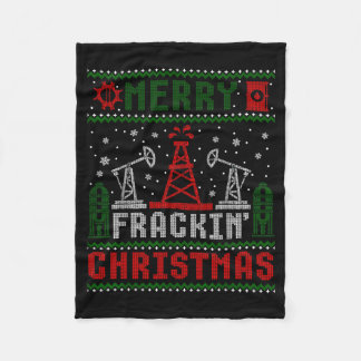 Merry Fracking Christmas Funny Oilfield Ugly Xmas  Fleece Blanket