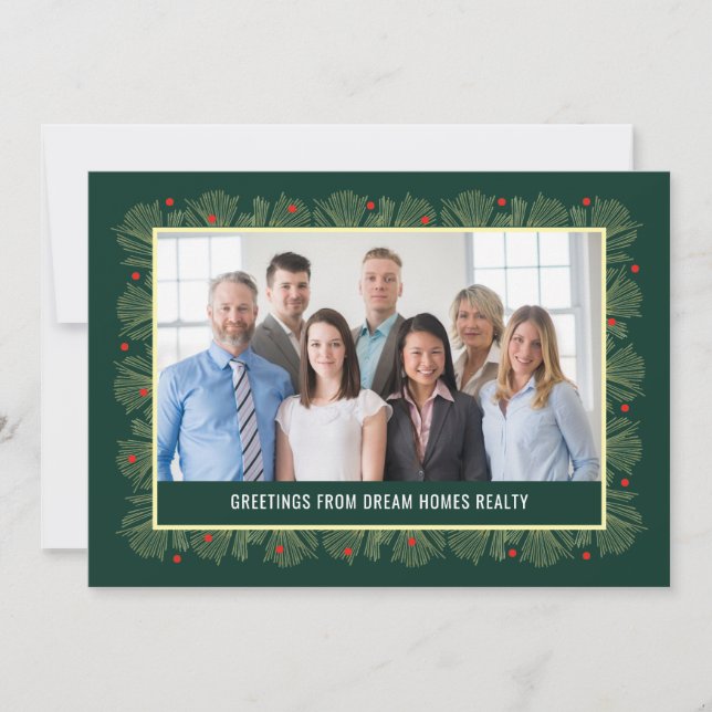 Merry Frame Business Holiday Photo Card (Front)