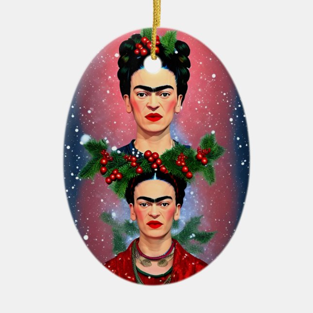 Merry Frida Ceramic Tree Decoration (Front)