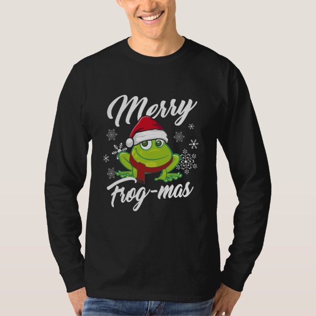 Merry Frog Mas Frog Decoration Funny Frog Lover T-Shirt (Front)