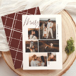Merry | Gallery Wall 6 Photo Collage Christmas Holiday Card<br><div class="desc">Show off your favourite family moments with this stylish Christmas photo card featuring a trendy gallery wall layout. With six photo slots in various sizes, you can mix portraits, landscapes, and square shots of cosy family scenes, holiday fun, or festive selfies. “Merry” is written in red script at the top...</div>