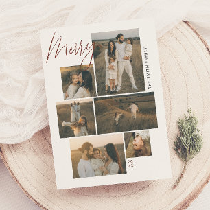 Merry   Gallery Wall 6 Photo Collage Christmas Holiday Card