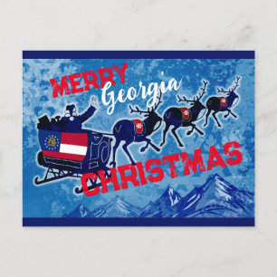 Merry Georgia flag Christmas postcard