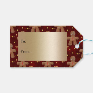 Merry Gingerbread Men and Stars Christmas Gift Tags