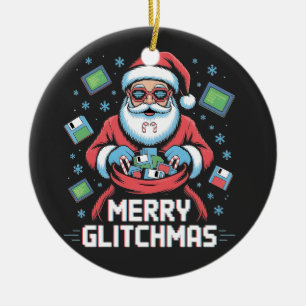 Merry Glitchmas Coding Programmer Santa Christmas Ceramic Tree Decoration