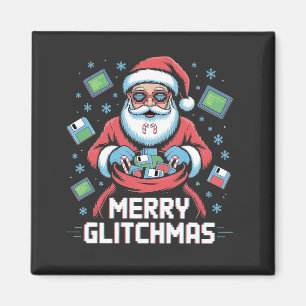 Merry Glitchmas Coding Programmer Santa Christmas Magnet