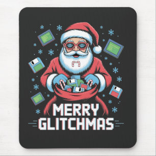 Merry Glitchmas Coding Programmer Santa Christmas Mouse Pad