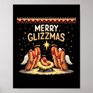 Merry Glizzmas Hot Dog Humour Funny Food Lovers Co Poster