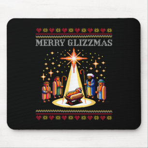 Merry Glizzmas Tacky Funny Merry Christmas Hot Dog Mouse Pad