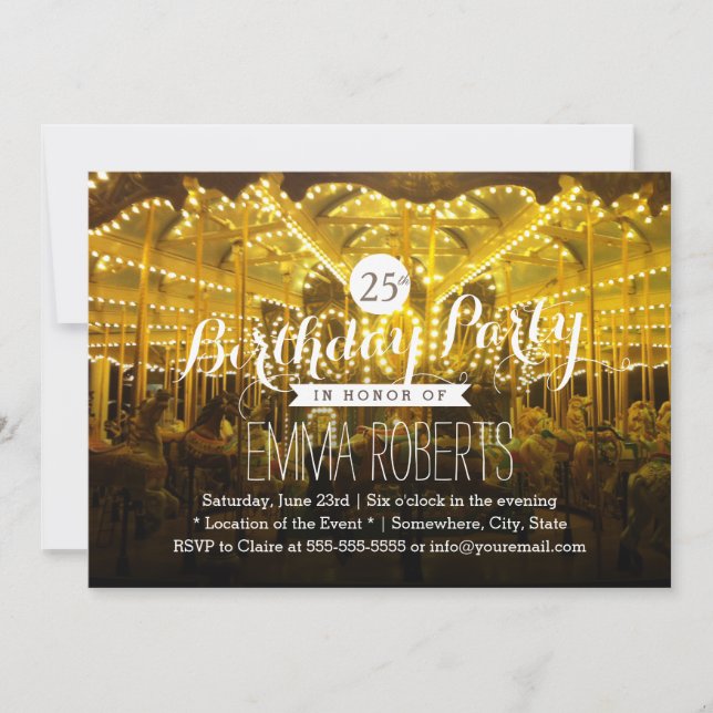 Merry Go Round 25th Birthday Party Invitation (Front)
