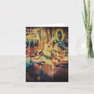 Merry Go Round Animals Grunge Holiday Card