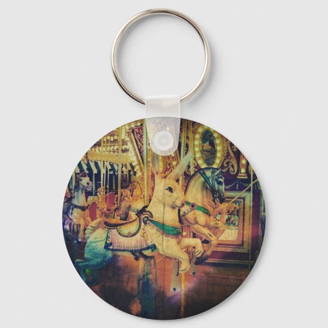 Merry Go Round Animals Grunge Key Ring (Front)