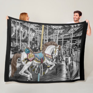 Merry Go Round Carousel Fleece Blanket