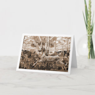 Merry-go-round / Carousel - Sepia Holiday Card