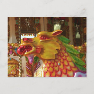 Merry-go-round Dragon Holiday Postcard