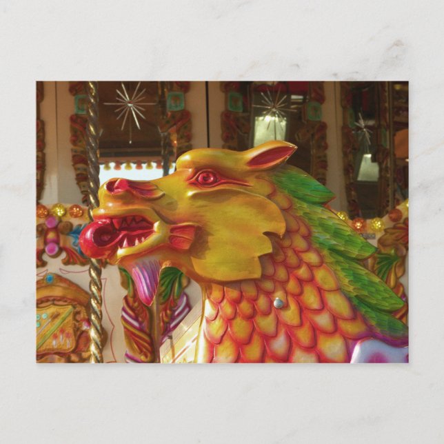 Merry-go-round Dragon Holiday Postcard (Front)