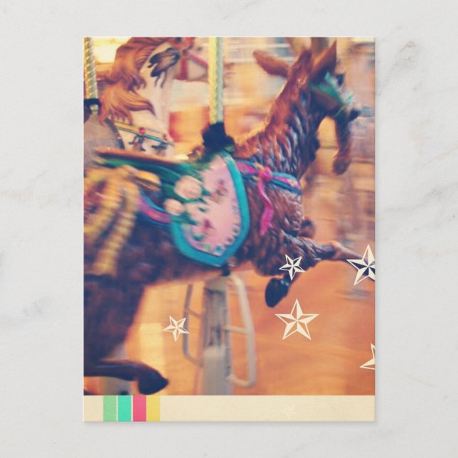 Merry Go Round Goat Holiday Postcard (Front)