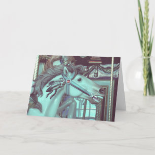 Merry-go-Round Horse Faux Vintage Photography Holiday Card