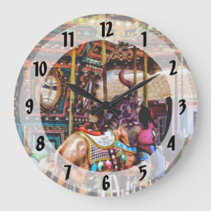 Merry Go Round With Elephants Large Clock