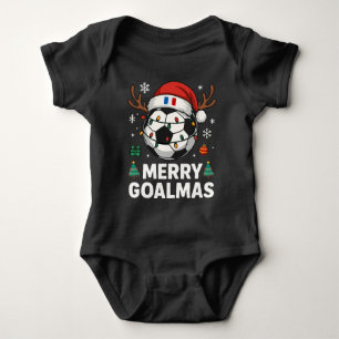Merry Goalmas France - Funny Soccer Christmas Baby Bodysuit