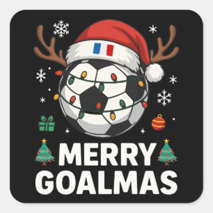 Merry Goalmas France - Funny Soccer Christmas Square Sticker