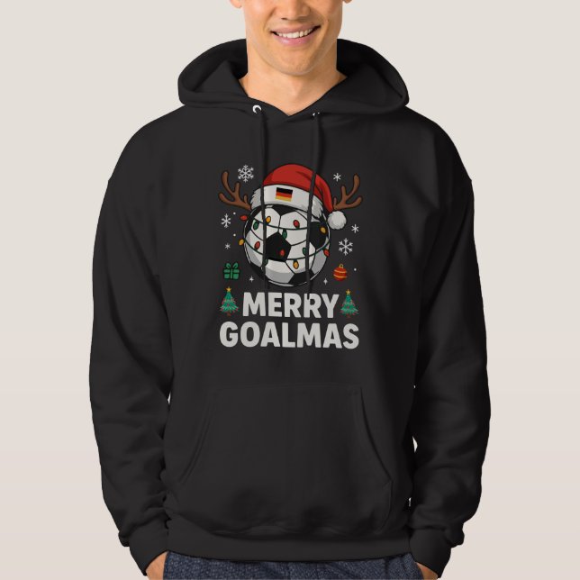 Merry Goalmas - Funny Soccer Christmas Hoodie (Front)
