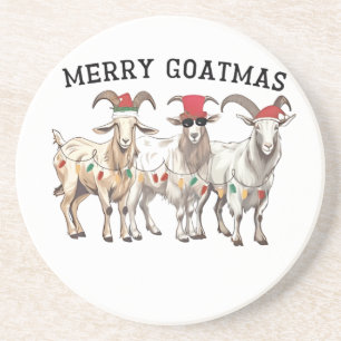 Merry Goatmas Animal Goat Lover Merry Christmas Coaster