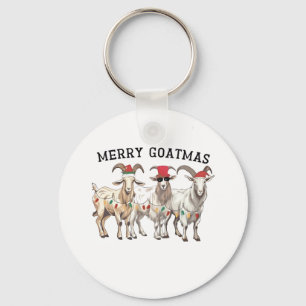Merry Goatmas Animal Goat Lover Merry Christmas Key Ring