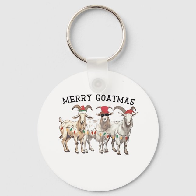 Merry Goatmas Animal Goat Lover Merry Christmas Key Ring (Front)