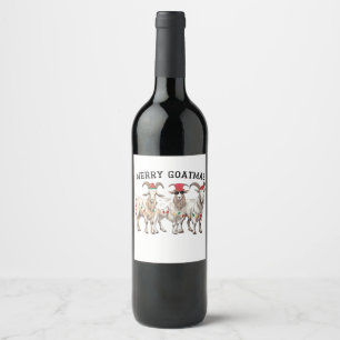 Merry Goatmas Animal Goat Lover Merry Christmas  Wine Label