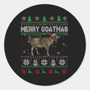 Merry Goatmas Lights Santa Goat Farmer Classic Round Sticker