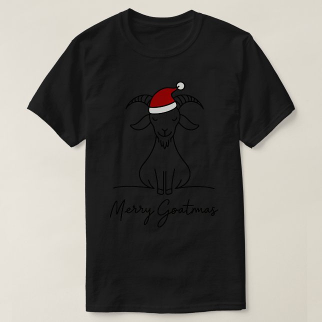 Merry Goatmas Santa Hat Christmas for Goats Lovers T-Shirt (Design Front)