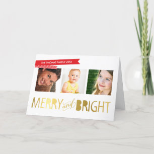 MERRY GOLD PHOTO HOLIDAY cute modern typography Card