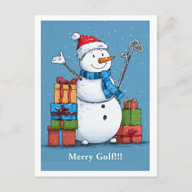 "Merry Golf!" Customisable Holiday Card for Golfer (Front)