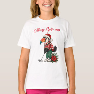 Merry Golf-mas Cute Christmas Toucan Kids Custom  T-Shirt
