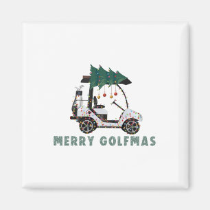 Merry Golfmas Golf Cart Christmas Lights Golfer Go Magnet