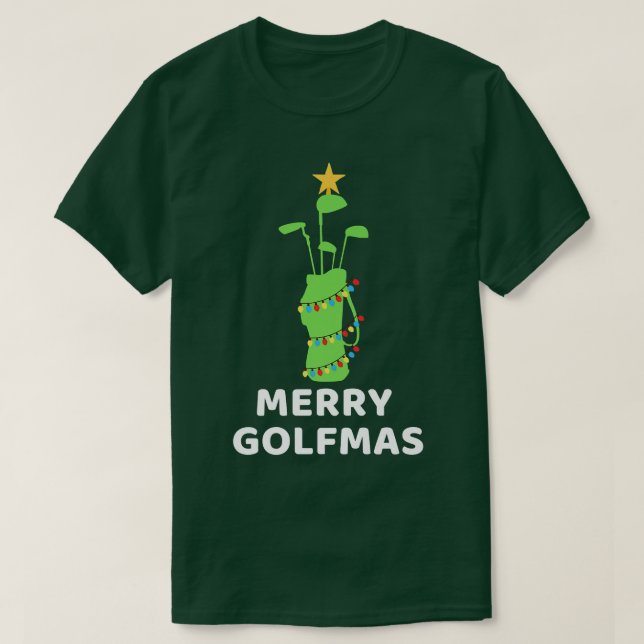 Merry Golfmas Golf Club Christmas Tree Funny Golfi T-Shirt (Design Front)