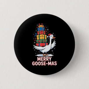 Merry Goose-mas With Xmas Funny Christmas Goose  6 Cm Round Badge