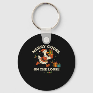 Merry Goose On The Loose Funny Christmas Silly Hum Key Ring