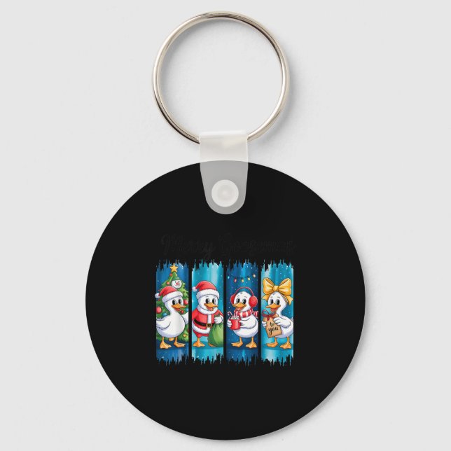 Merry Goosemas Christmas Cheer Festive Ducks  Key Ring (Front)