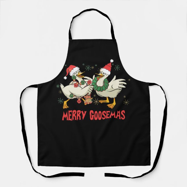 Merry Goosemas Funny Christmas Duck Silly Goose Me Apron (Front)